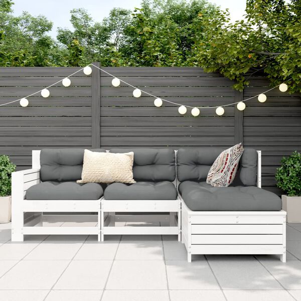 vidaXL Garden Sofa Set White Solid Pine Wood X-Large Foldable