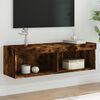 vidaXL TV Stand with LED Lights Smoked Oak 39.4"x11.8"x11.8"