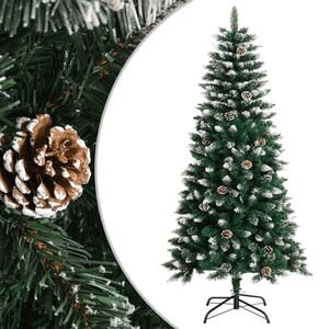vidaXL Christmas Tree Green and white PVC, steel Small Decorative Inlays