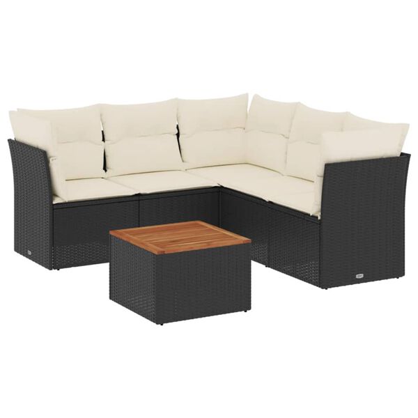 vidaXL Garden Sofa Set Black, Cream White
