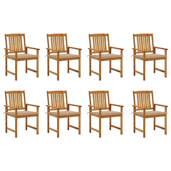 vidaXL Patio Chair Set of 8 Beige and Wood