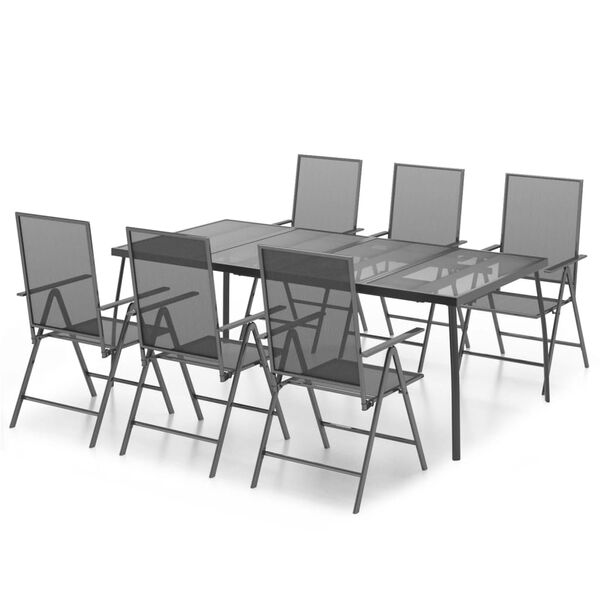 vidaXL Garden Dining Set Anthracite Powder-Coated Steel