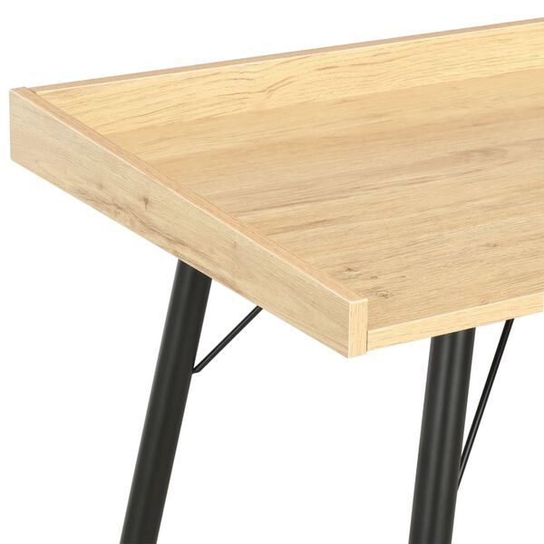 vidaXL Desk Black and Oak Engineered Wood and Powder-Coated Steel Compact