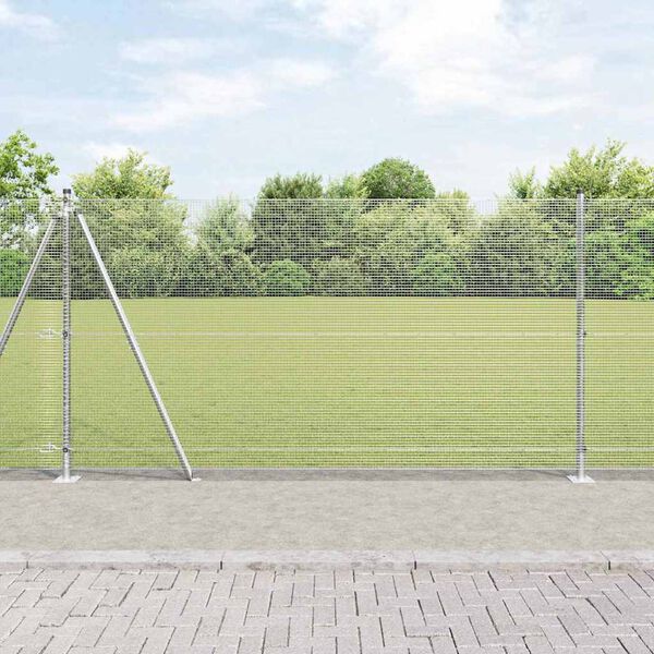 vidaXL Fence with Posts Silver 3.9'x 32.8'Steel