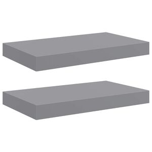 vidaXL Floating Wall Shelves 2 pcs Gray 15.7"x9.1"x1.5" MDF