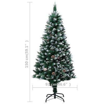 vidaXL Artificial Christmas Tree LEDs&Pine Cones&White Snow 59.1"