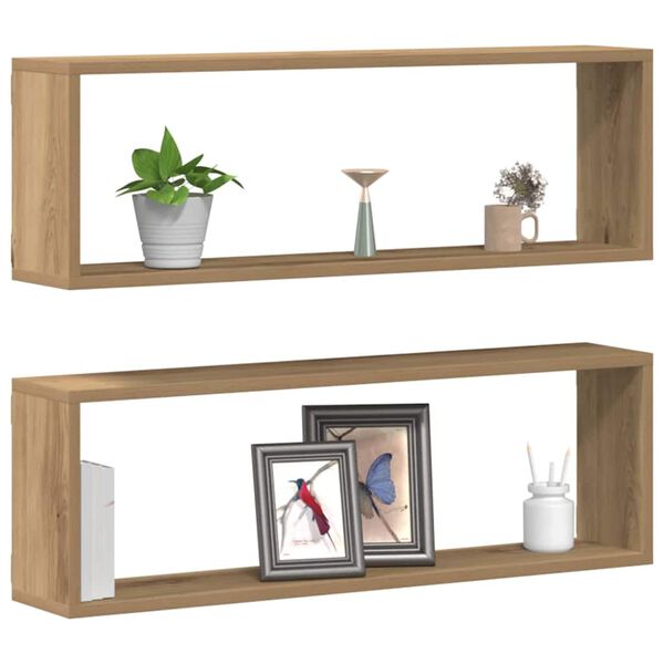vidaXL Wall Shelf 2 pcs Artisan oak 80 x 15 x 26 cm Engineered wood