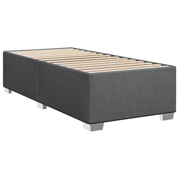 vidaXL Bed Frame Dark Gray Polyester Fabric, Plywood, Engineered Wood Twin