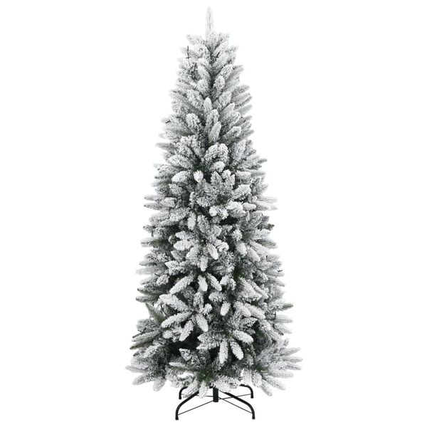 vidaXL Artificial Christmas Tree Green and white PVC, PE, Steel 94.5 in