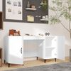 vidaXL Desk High gloss white Engineered wood, metal Large Desk