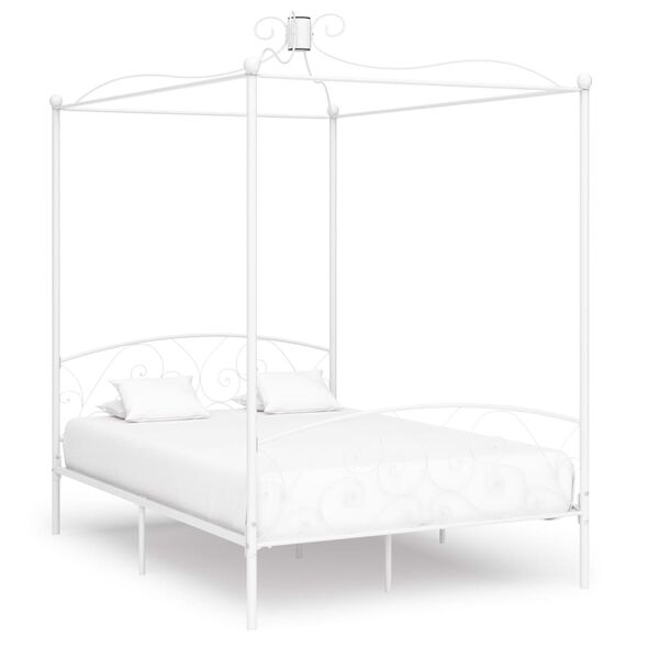 vidaXL Bed Frame White Metal Full Classic/Traditional Bed Frame