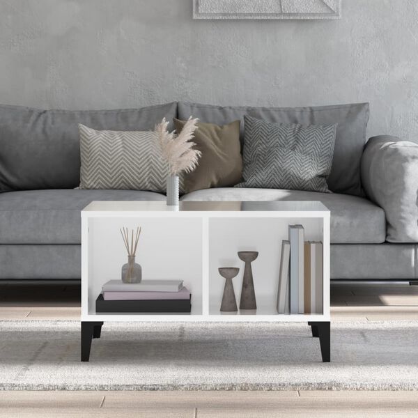 vidaXL Coffee Table High gloss white Engineered wood, metal Low
