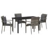 vidaXL Garden Dining Set with Cushion 5 pcs Grey Poly Rattan