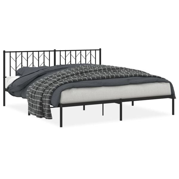 vidaXL Bed Frame Black Powder-Coated Steel Super King Bed Frame