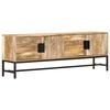 vidaXL TV Cabinet Brown and Black Solid Mango Wood and Powder-Coated Steel