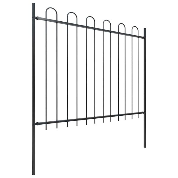 vidaXL Garden Fence with Hoop Top Steel 701.3"x59.1" Black