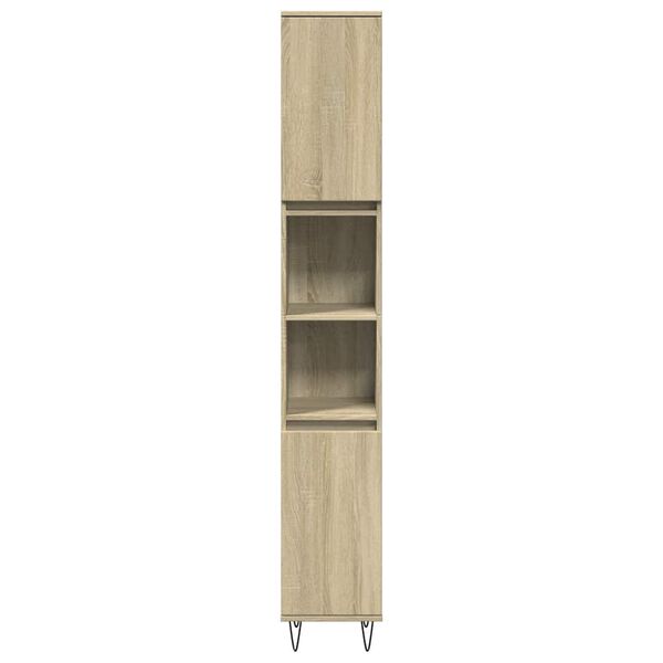 vidaXL Bathroom Cabinet Sonoma oak Engineered wood, Iron Slim and tall