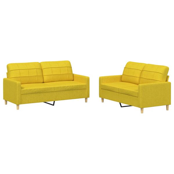 vidaXL Sofa Set Light Yellow Polyester, Metal, Plywood, Foam, Textilene