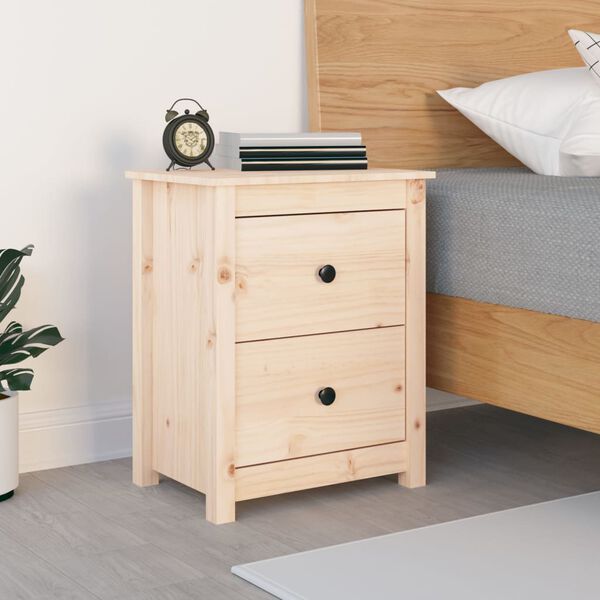 vidaXL Bedside Cabinet Natural wood Solid Pine Wood Medium