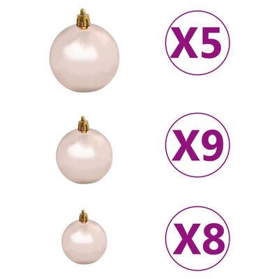 vidaXL Artificial Christmas Tree with LEDs&Ball Set 70.9" 620 Branches