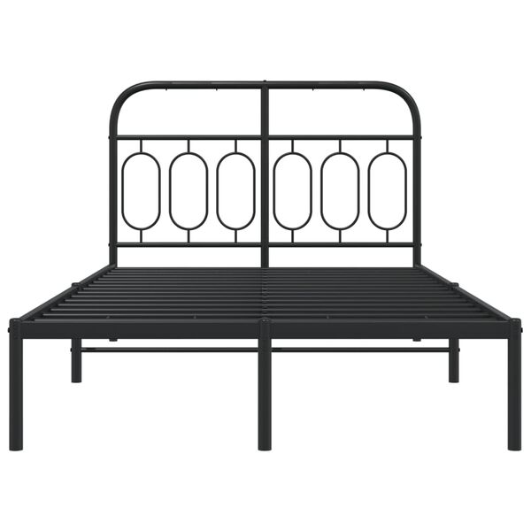vidaXL Bed Frame Black Steel Small Double Bed Frame Rectangular