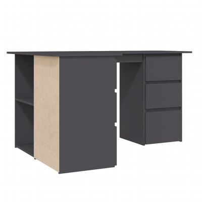 vidaXL Corner Desk Gray 57.1"x39.4"x29.9" Engineered Wood