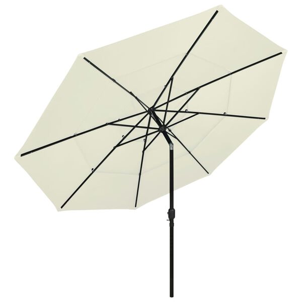 vidaXL Parasol Sand Polyester, Powder-Coated Aluminium Large Foldable