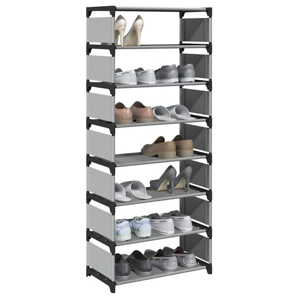 vidaXL Shoe Rack Grey Non-woven fabric and powder-coated steel Tall