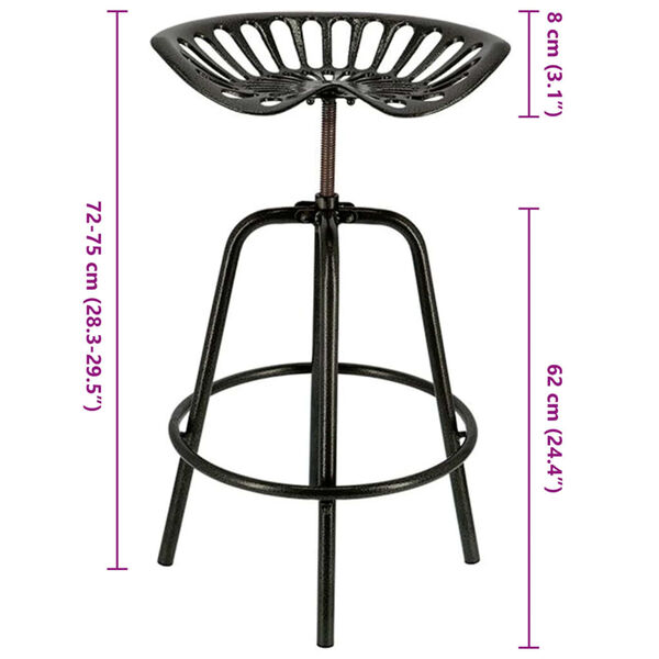 Esschert Design Bar Stool Black Cast Iron and Steel Standard