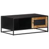 vidaXL Coffee Table Natural Mango Wood and Black Rough Mango Wood, Iron, MDF