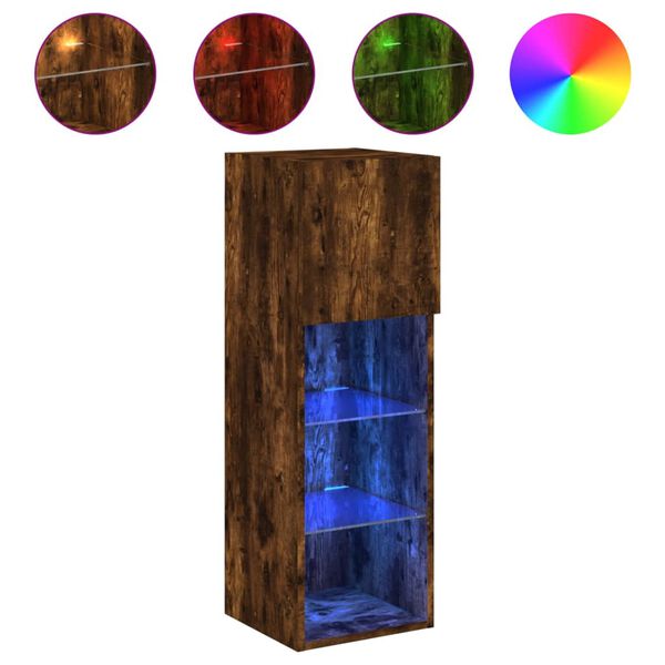 vidaXL TV Cabinet Smoked Oak Engineered Wood and Glass Medium TV Cabinet