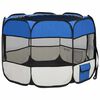 vidaXL Dog Playpen Blue and cream Polyester, steel 35.4 x 35.4 x 22.8 in