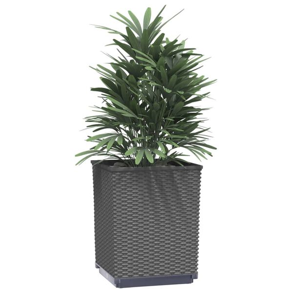 vidaXL Planter Set of 4 Black Polypropylene Medium Decorative Inlays