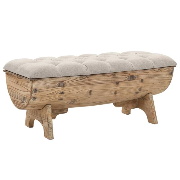 vidaXL Storage Bench Cream and Brown Fir wood and Polyester Medium