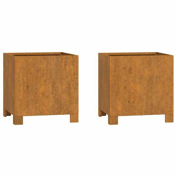 vidaXL Planter Set of 2 Rusty Corten Steel Medium Decorative Inlays