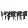 vidaXL Garden Dining Set Black PE rattan Large Modular