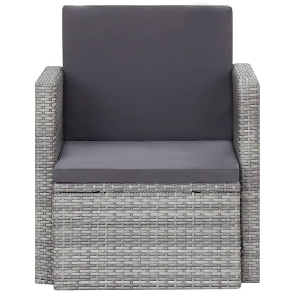 vidaXL Patio Armchair Grey and dark grey PE rattan, steel, polyester