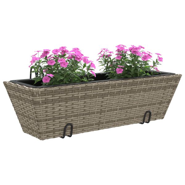 vidaXL Planter Grey PE Rattan Medium Durable Planter Trapezoidal