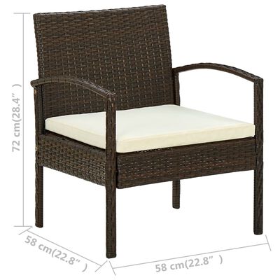 vidaXL Patio Chair with Cushion Poly Rattan Brown