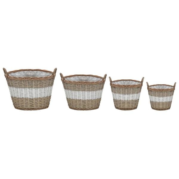 vidaXL Raised Bed Set of 4 Brown and White Wicker and Polyethylene