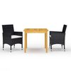 vidaXL Garden Dining Set Black, Cream White