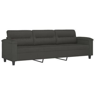 vidaXL 3-Seater Sofa with Footstool Dark Gray 82.7" Microfiber Fabric