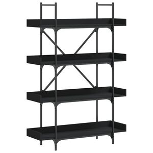 vidaXL Bookcase Black Engineered wood, Metal Bookcase Rectangular