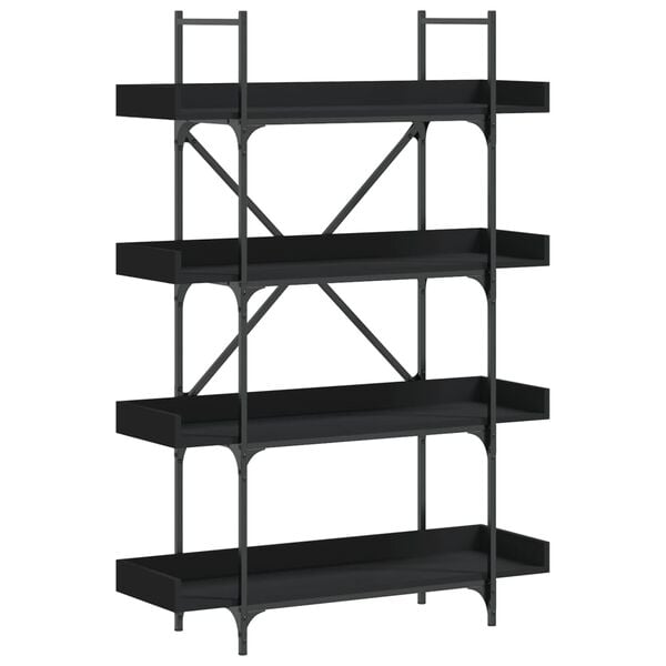 vidaXL Bookcase Black Engineered wood, Metal Bookcase Rectangular