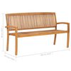 vidaXL Garden Bench Natural Teak Teak Wood, Polyester 3-seater Stackable