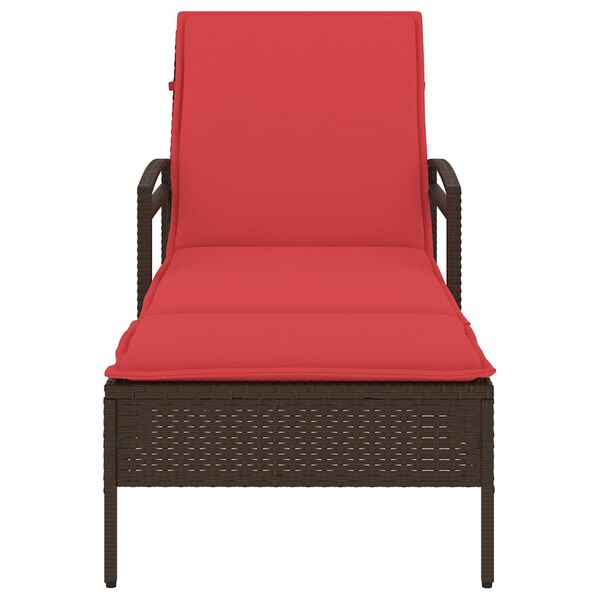 vidaXL Sun lounger Reclining Brown 63 x 200 x 81cm poly rattan