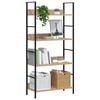 vidaXL Shelf Cabinet Oak and Black Engineered Wood and Steel Compact