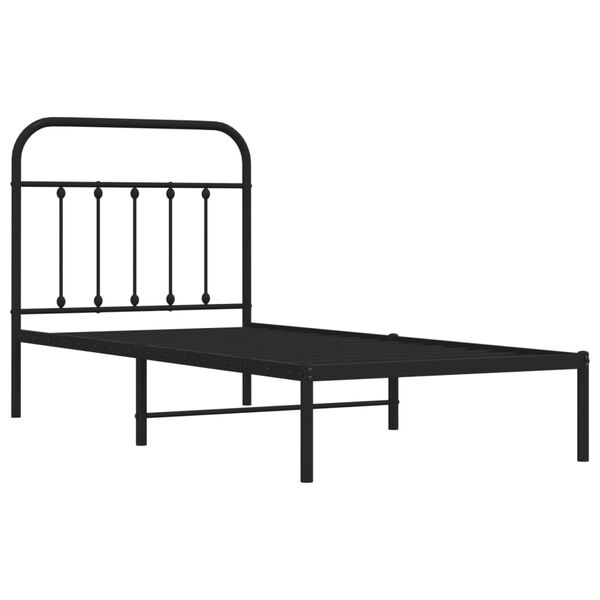 vidaXL Bed Frame Black Powder-Coated Steel Twin Industrial Bed Frame