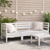 vidaXL Garden Sofa White Solid pine wood 3-seater Modular Garden Sofa