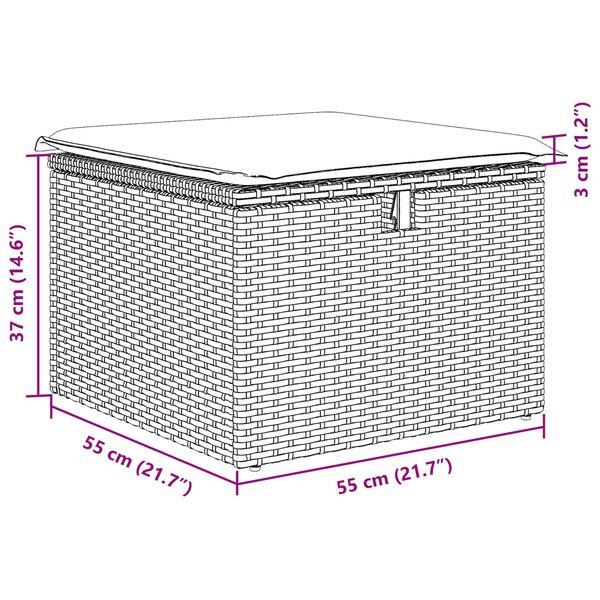 vidaXL Garden Sofa Set with Cushion with Storage Black Poly Rattan